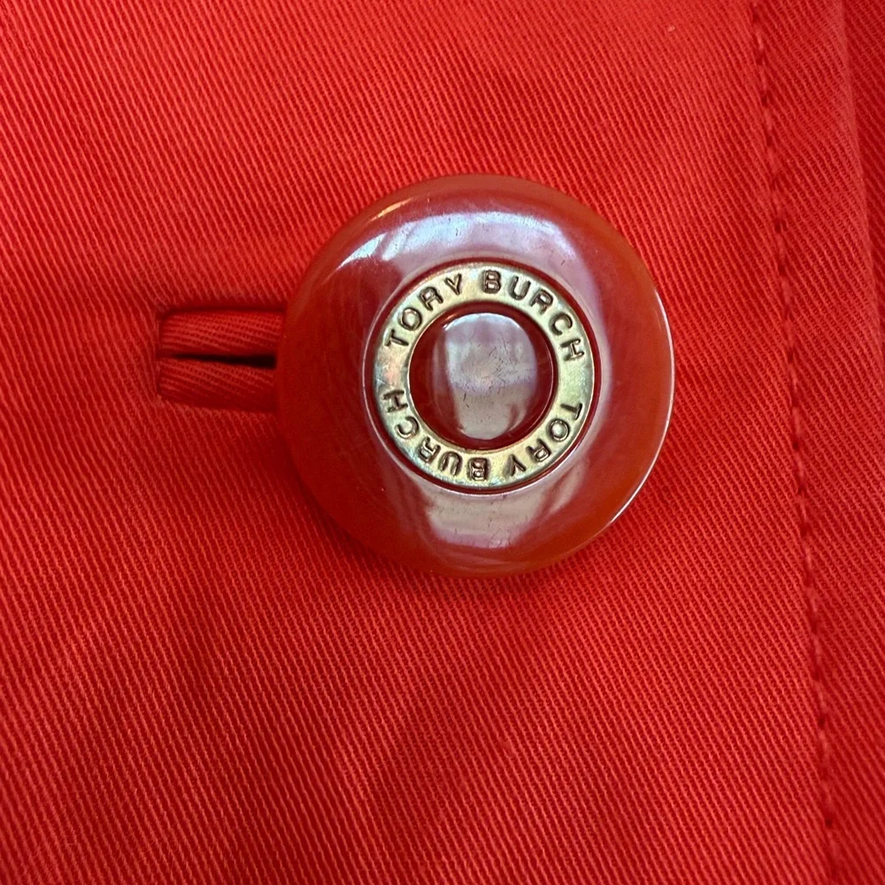 Tory‎ Burch Curtis Women's Orange Button Up Cropped Utility Jacket Coat Size 2